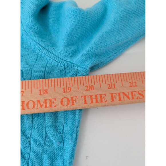 Talbots Button Cuff Cable Knit Tweed Sweater Womens Size XL Blue Lambswool Blend - Picture 8 of 9